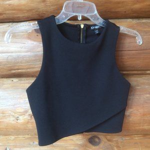 Express Black Cut Out Back Zip  Structured Goth Round Neck Crop Top Tank Size XS